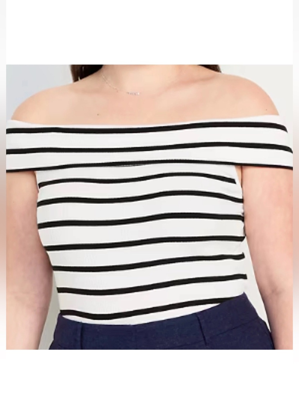 Old Navy Black White Striped Off Shoulder Top 2X